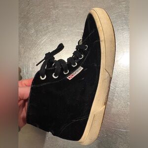 Superga Black Crushed Velvet High-Tops